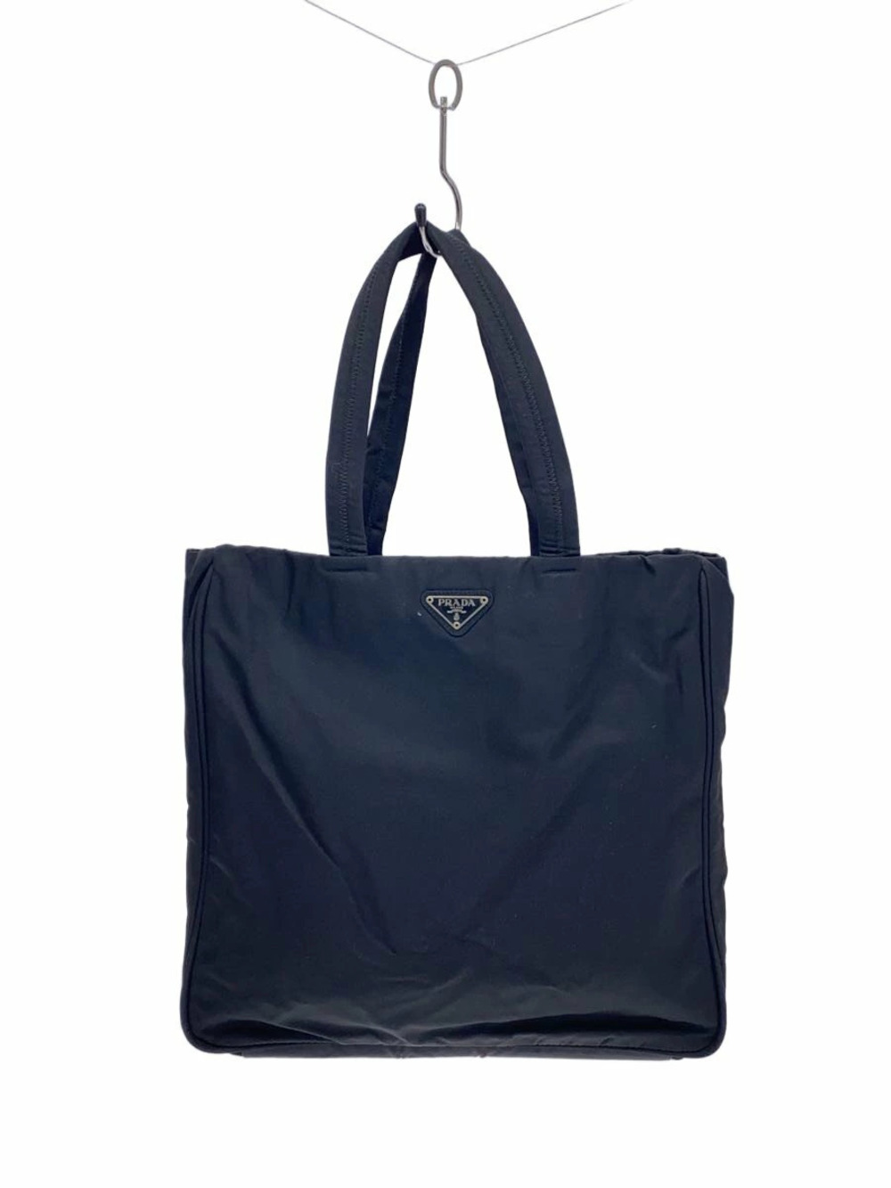Prada Triangle Plate Tote Bag Black
